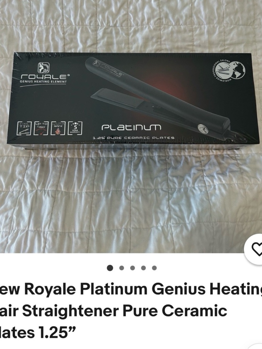 Royale Platinum 1.25" Ceramic Plate Hair Straightener - Black